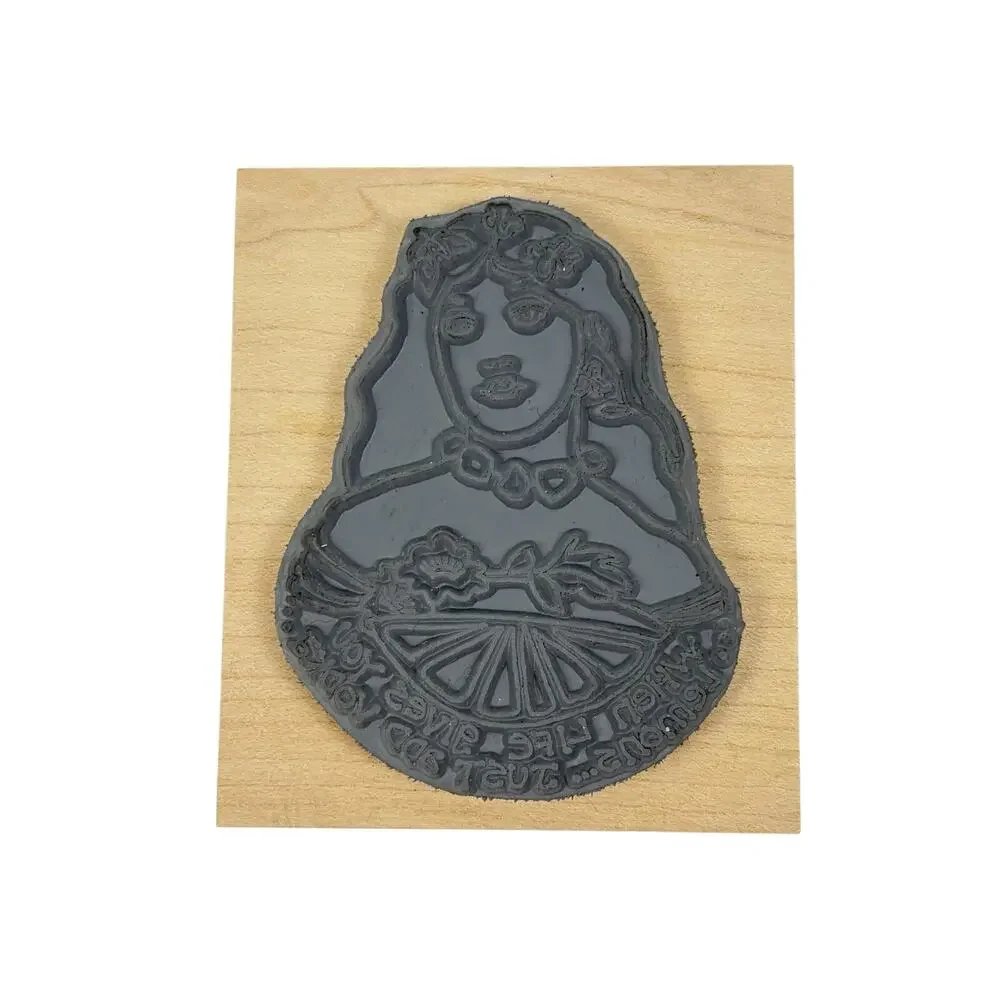 Paula Best Rubber Stamp Set Of 2 Woman Face Just Add Vodka Woo Hoo Dress